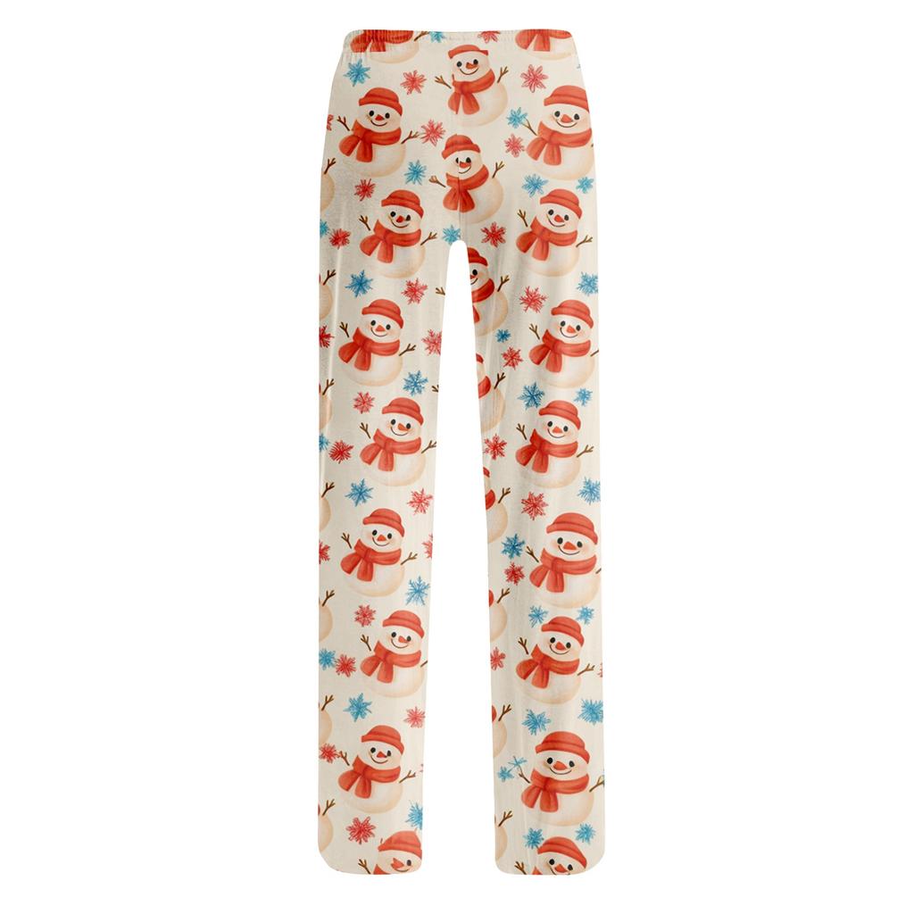 Women's Christmas Print Loose Fit Casual Pants for Holiday