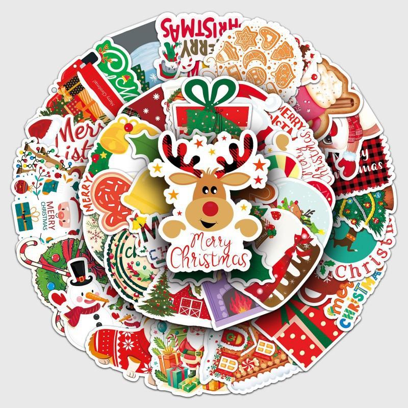 50 Christmas Graffiti Stickers Personalized Cartoon Holiday Creative Decoration Luggage Phone Case