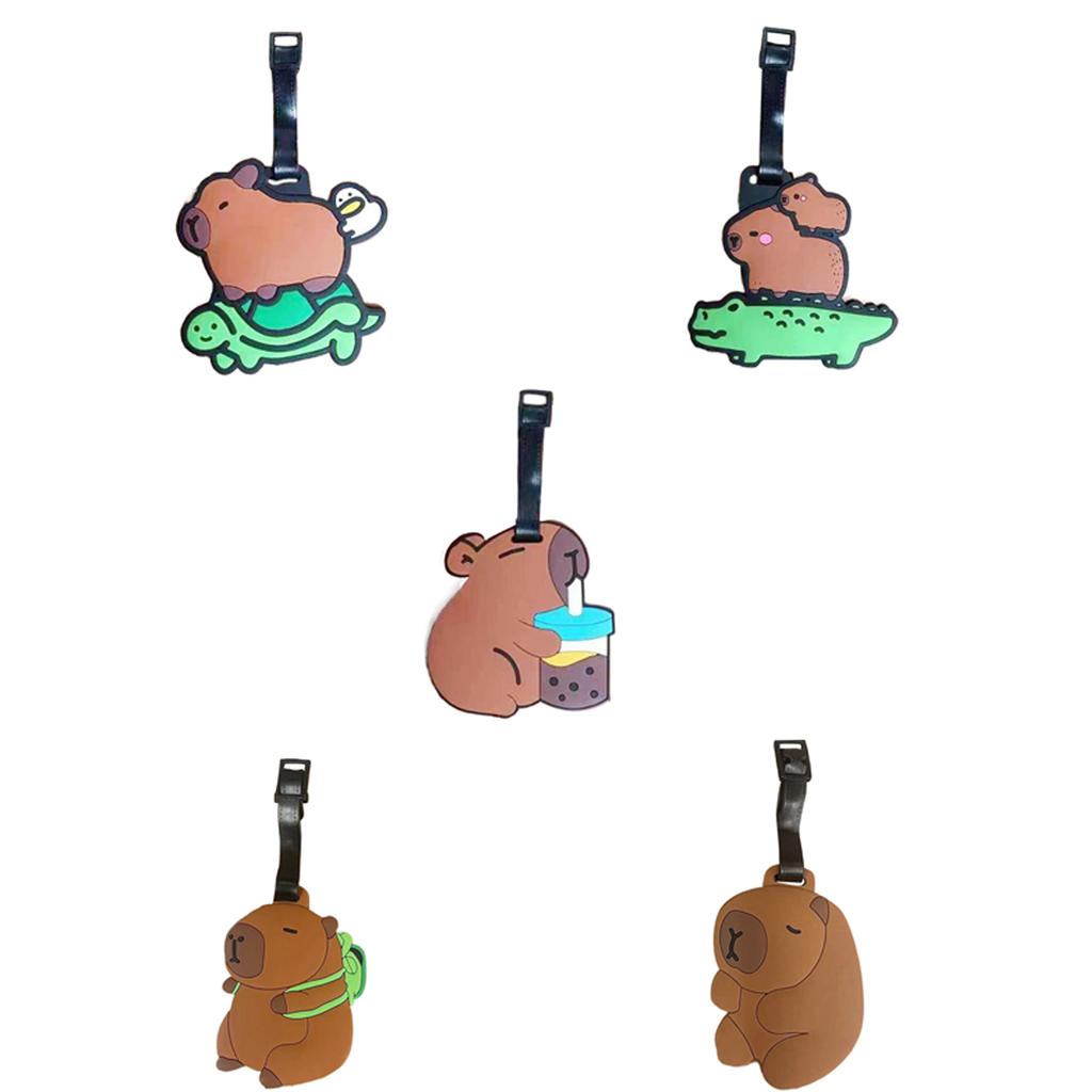 Unique Capybara Bag Pendant Cartoon Luggage Label PVC Identifier Japanese Kawaii Culture Inspired Portable Label