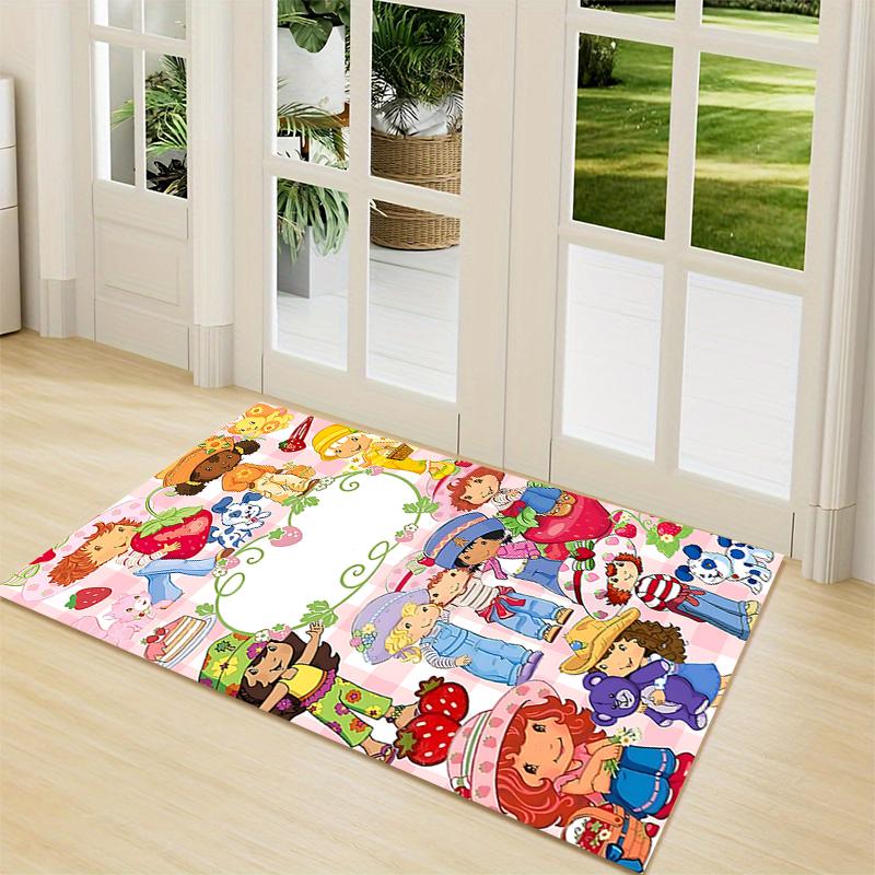 1Pc Strawberry Shortcake'S Sweet Adventure Carpet Rug Customizable Soft Washable Antislip Home Living Room Sofa Mats Personalized Rug 0917257