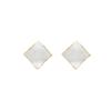Silver Needle White Drip Glaze Square Stud Earrings Women's Retro Light Luxury Temperament Geometric Earrings Commuter Earrings