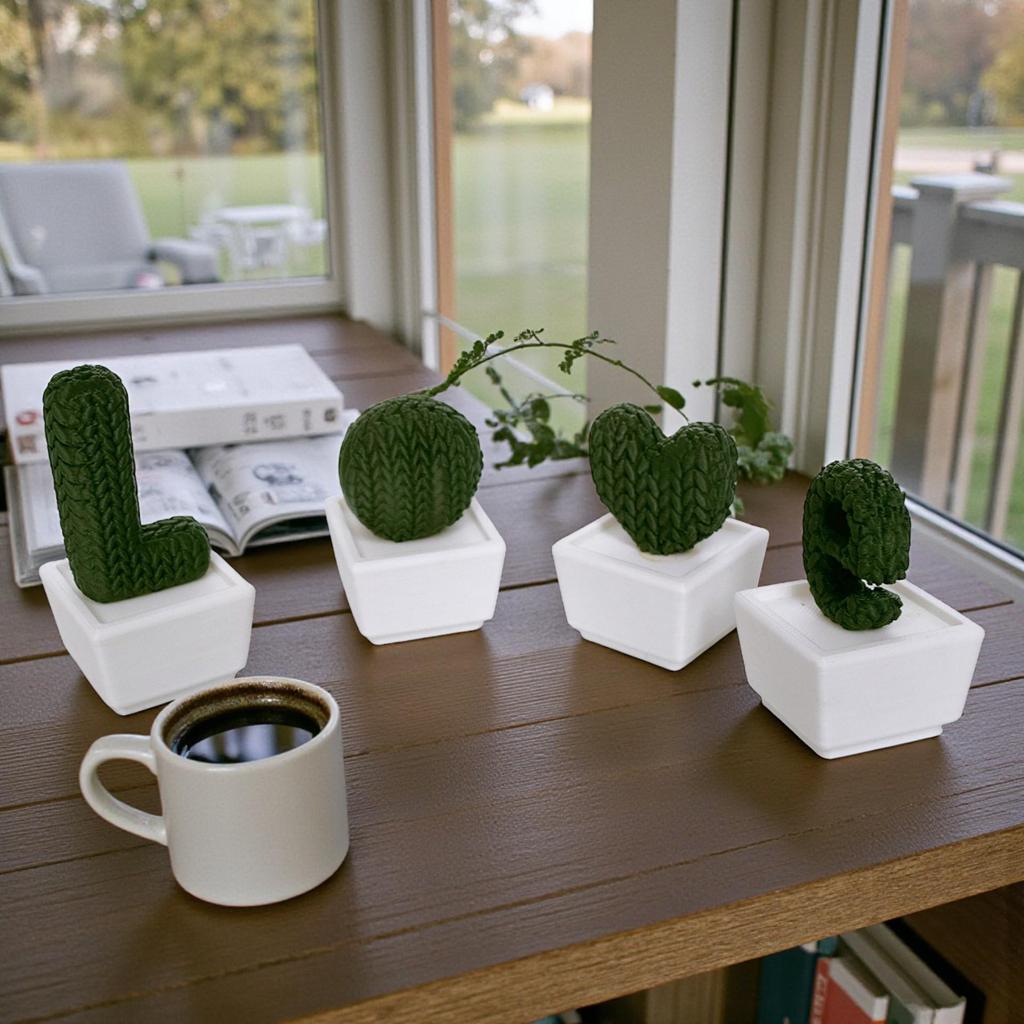 3D Printed Cactus Green Plant Ornament - Creative Home Decoration Craft