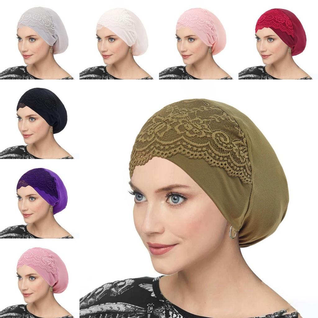 Ladies Lace Cross Headscarf Cap With Soft Lightweight Fabric For Casual Wear