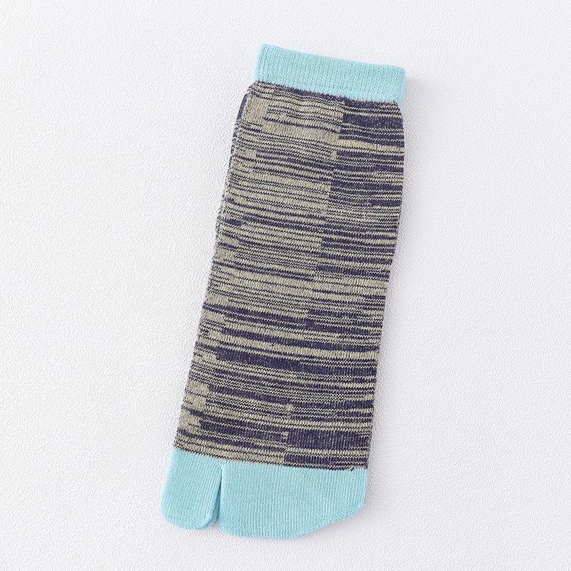 Two-Toe Cotton Socks: Striped, Sweat-Absorbent, Mid-Tube Style for All Seasons, Unisex Split-Toe Design