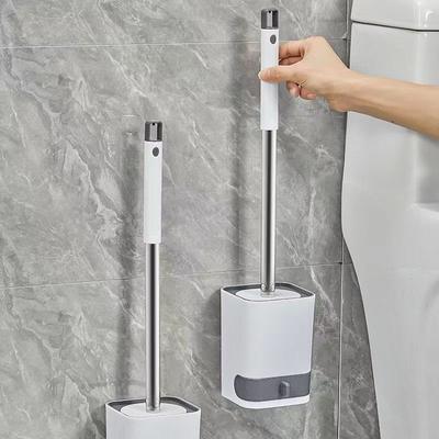 Nástěnná sada WC kartáče bez vrtání děr, nástěnná bez mrtvých koutů, sada čisticího kartáče s dlouhou rukojetí