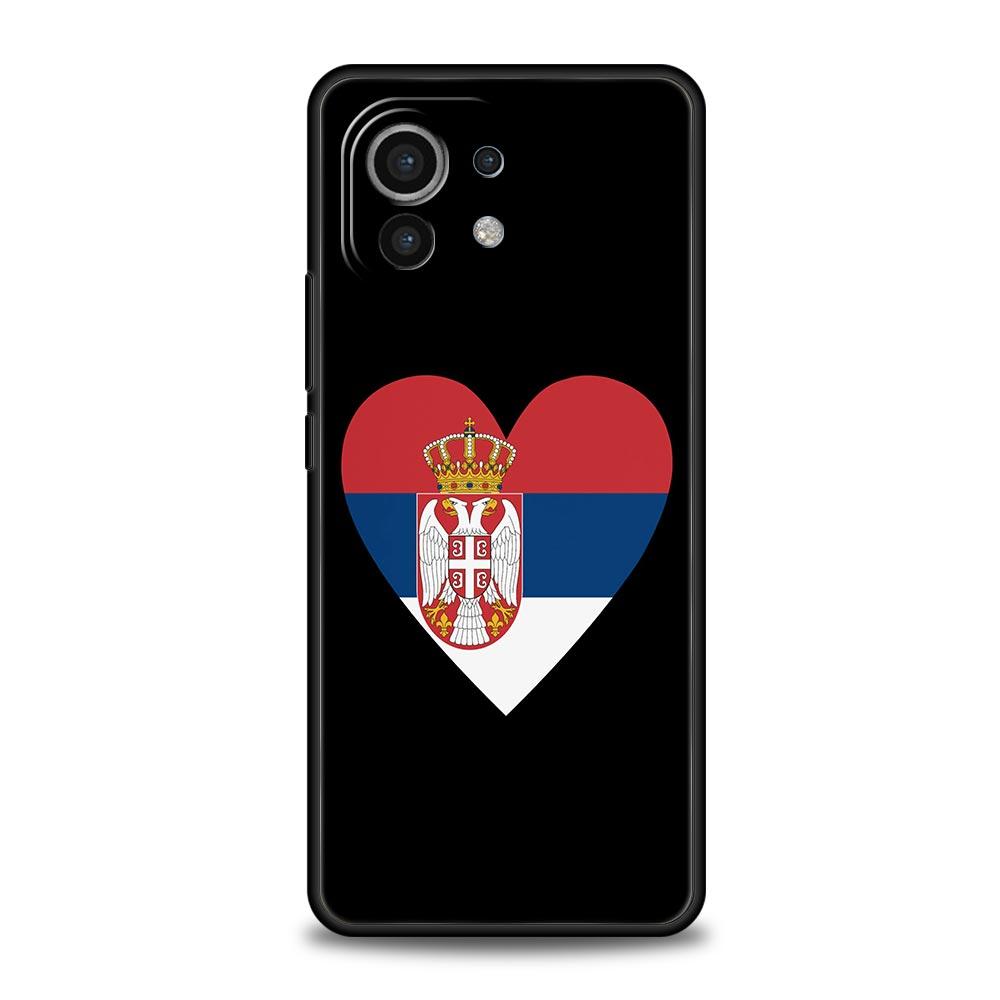 Serbien Flagge Handyhülle Für Xiaomi Mi 15 14 Pro 13 12 11 Lite 5G 10T 11T 12T 13T 14T Poco X6 X5 X4 X3 NFC F3 F4 GT Schwarze Hülle