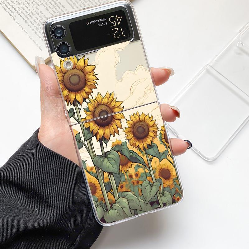 Cute Cartoon Candy Painted Fashion Phone Case For Samsung Galaxy Z Flip 3 4 5 6 7 Hard Folding Z Flip4 Clear PC Cover Gift