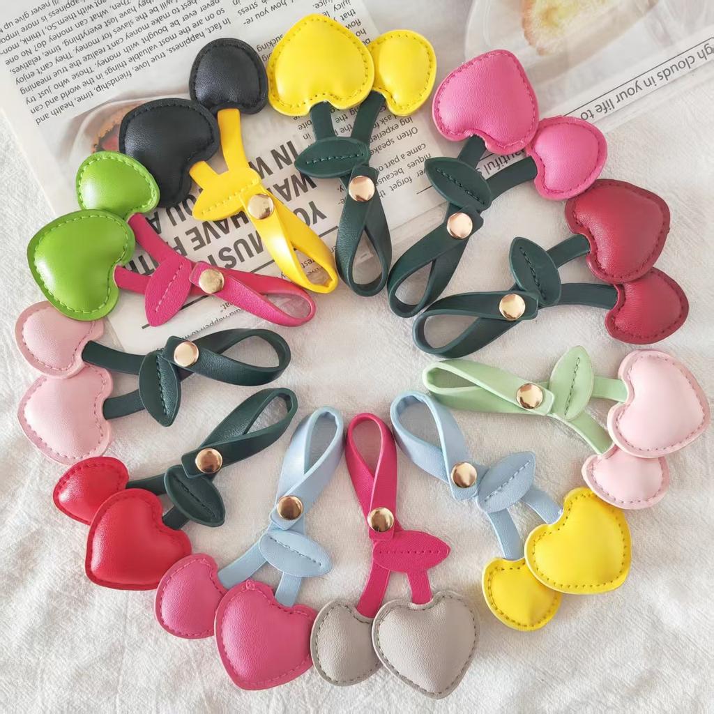 1/3PCS PU Leather Cherry Keychain - Simulated Fruit Heart Pendant DIY Bag Hanging Decoration Cute Key Ring Accessories