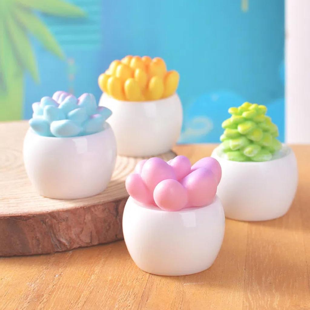 BUYUP Plante Grase Miniaturale în Ghivece, Set de 6, Figurine Drăguțe, Ornamente Liniștitoare Tip Bonsai, Accesorii pentru Masă, Ornamente pentru Hol, Floare