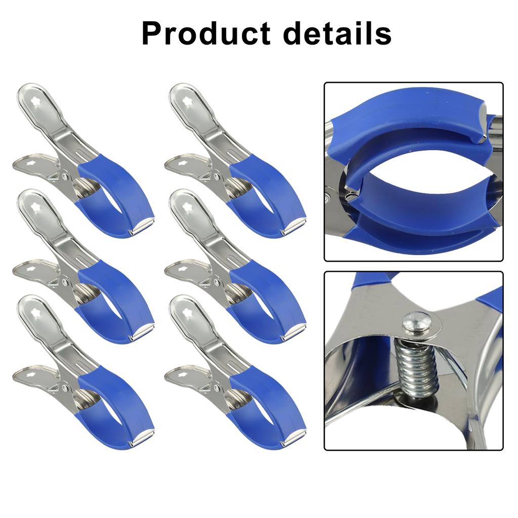 6/30PCS Stainless Steel Pool Cover Clips Heavy Duty Windproof Spring Clips For Drying Clothes Sealing Snack Multifunction Clip