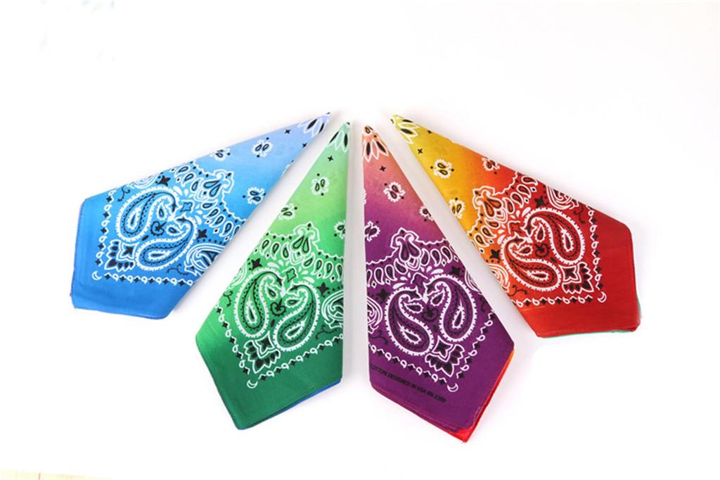 kakatrend Bandana Paisley 100% Cotton Gradient Color Adult Bandana Stylish Handkerchief Cotton Bandana Unisex Durag Large Size 55cm x 55cm