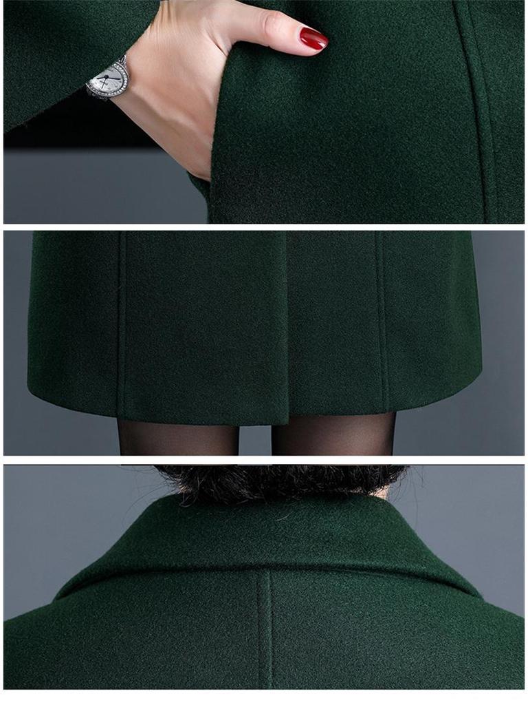 2023 Retro Mid-Length Woolen Coat - Fashionable Autumn/Winter for Middle-Aged & Elderly Women