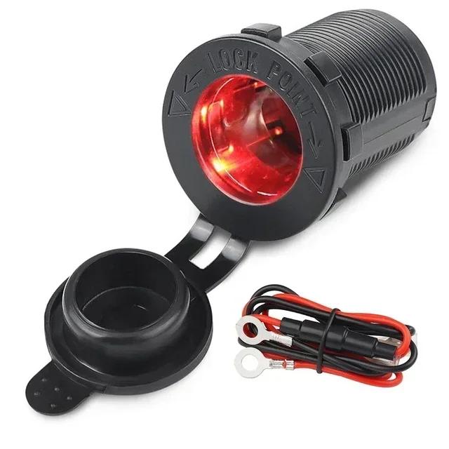 Auto Zigarettenanzünderbuchse 12V 24V Wasserdichter Stecker Stromausgangsadapter für Marineboot Motorrad LKW Wohnmobil ATV mit Kabel