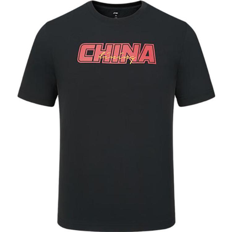 Li Ning Ss23 Letter Print Round Neck Lightweight Running Fitness Short Sleeve T-Shirt Unisex Tops Black YTST053-2