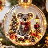 Luminous Holiday Hanging Decorations Glowing Christmas Story Ornament, Light-Up Ball Decor with Warm LED Light, Miniature Scene Ornaments Mini