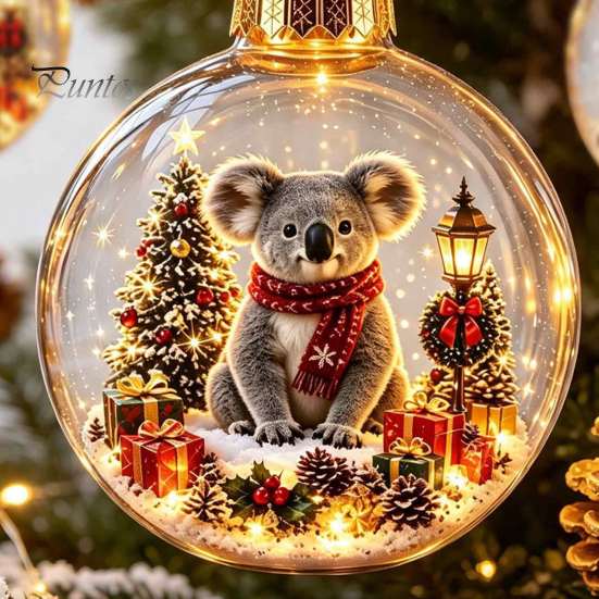 Luminous Holiday Hanging Decorations Glowing Christmas Story Ornament, Light-Up Ball Decor with Warm LED Light, Miniature Scene Ornaments Mini