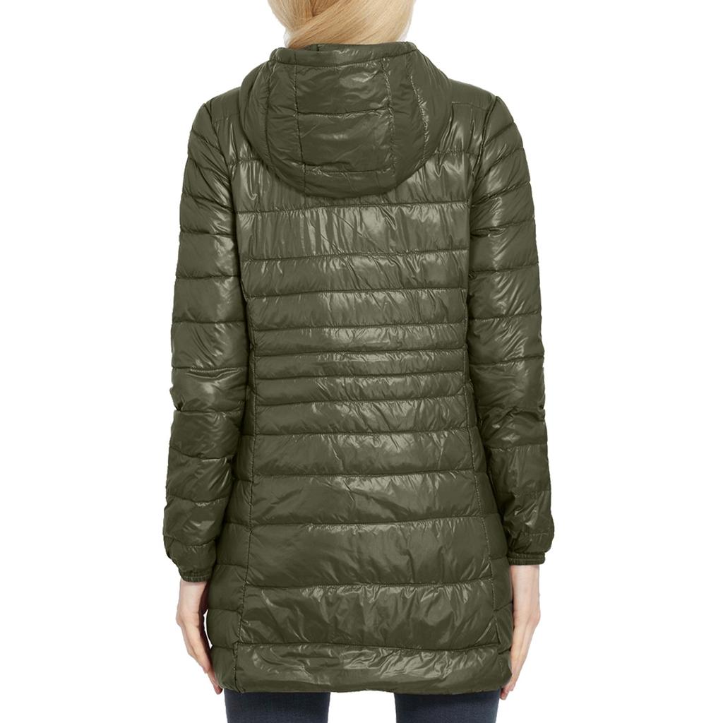 Women Fashion Casual Light Outerwear Solid Hooded Zippers Coat Down Jackets