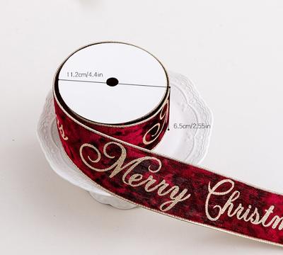 For Christmas Tree Decoration Velvet Ribbon Wine Red 9 Meter Long DIY Bow Crafting Ribbon Soft Fabric with Single Sided Flocking