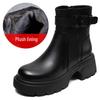 2025 Women's Genuine Leather Martin Boots - Warm, Thickened, Single Cotton Boots for Spring, Autumn, and Winter.