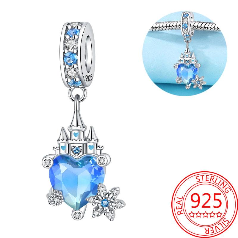 Breloque Pendentif Perles Cœur Rose Scintillant Cuivre Compatible Bracelet Original Pour Femmes Bijoux Cadeaux Saint-Valentin