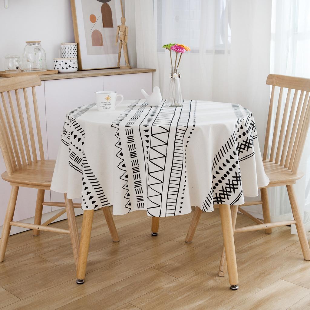 1pc Vintage Blue & Pearl White Floral Tablecloth Boho Tablecloths Round Cover for Indoor/Outdoor Dining, Perfect for Everyday Meals & Home Decor
