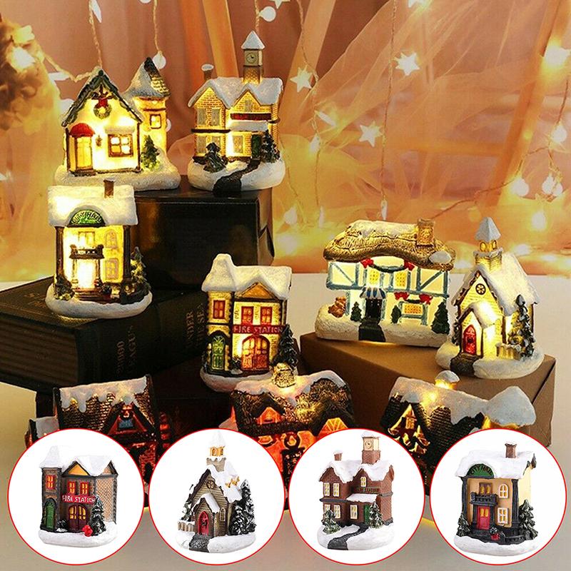 Cheap Resin Christmas Decorations Brightness LED Light Up Mini Village