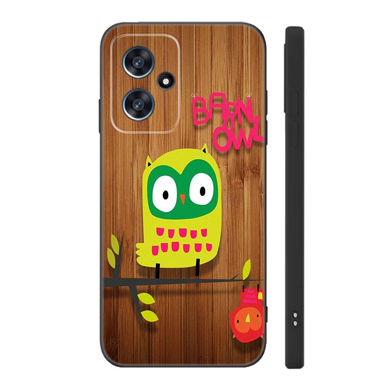 Lovely Cartoon Owl Black Silicone Phone Case For Xiaomi POCO X3 X4 NFC F3 F4 GT F5 M3 M4 M6 X5 X6 Pro 5G C55 C65 M5