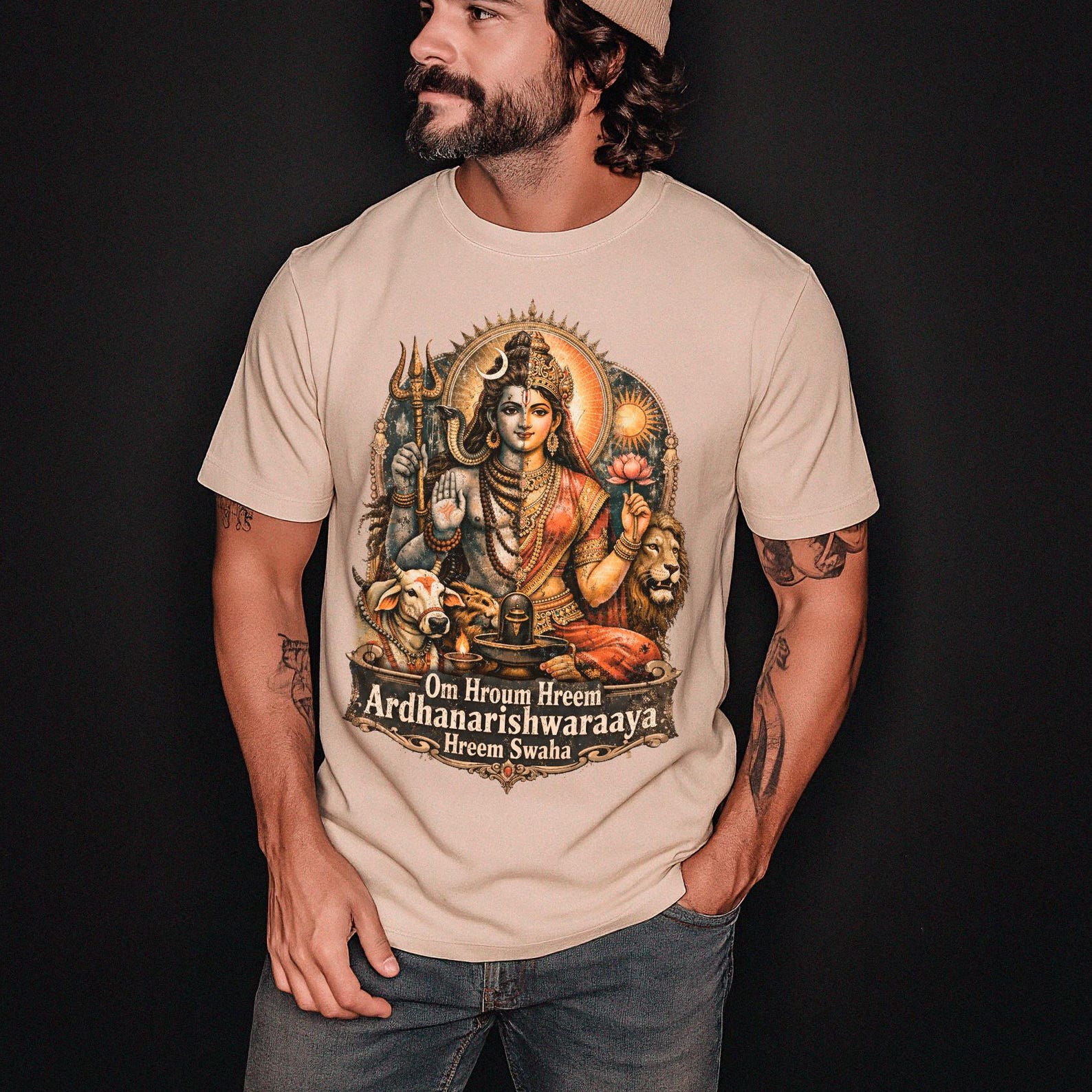 Ardhanarishvara Shirt: Hindu Deity T-Shirt | Spiritual T-Shirt | Shiva Shakti Unisex Tee | Yoga Tetreats Apparel | Diwali Gift for Yogis M