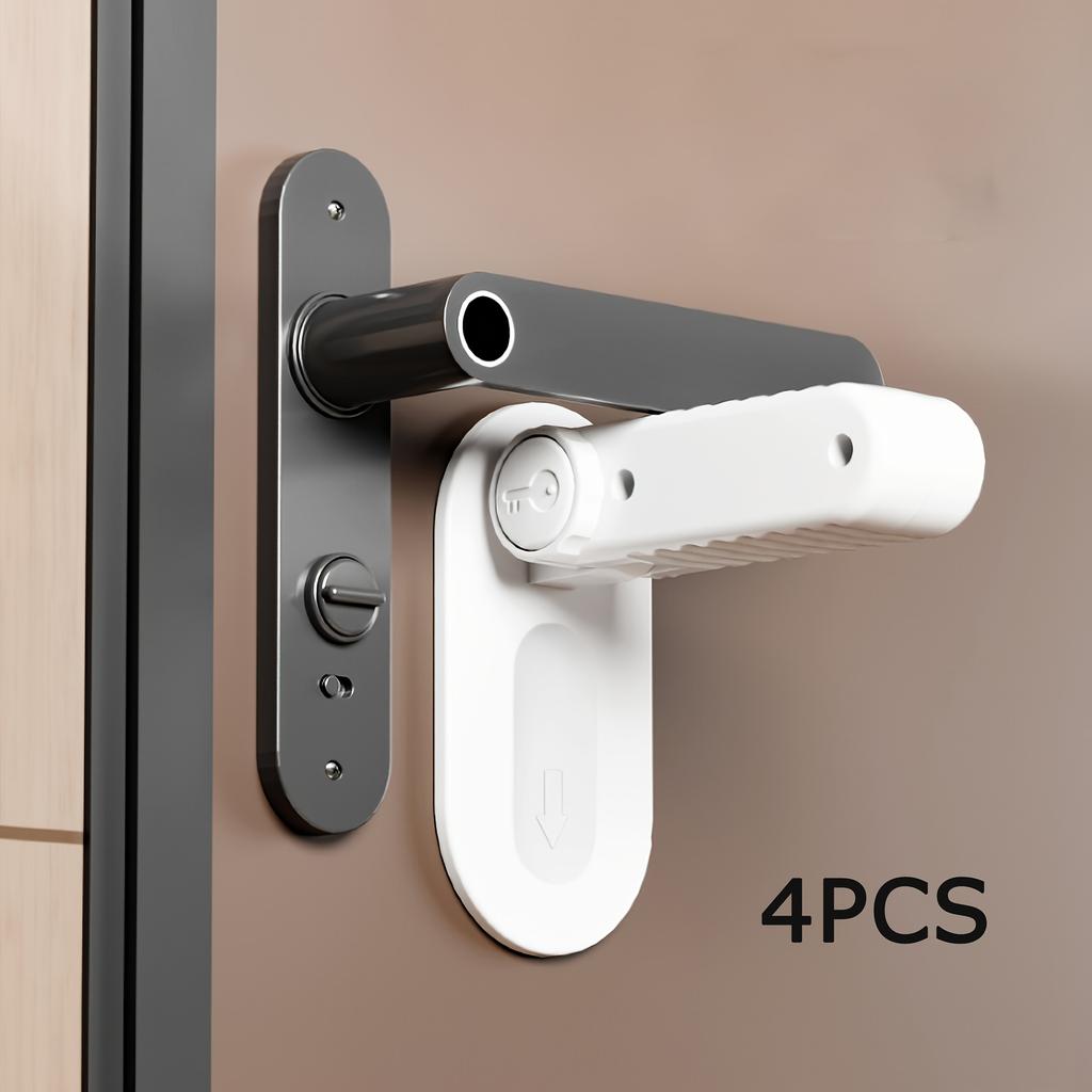 1/3/4 Pcs Door Handle Safety Lock, No-Drill No-Power Fixed Lock Buckle for Child and Pet Door Opening Prevention, Anti-Pinch
