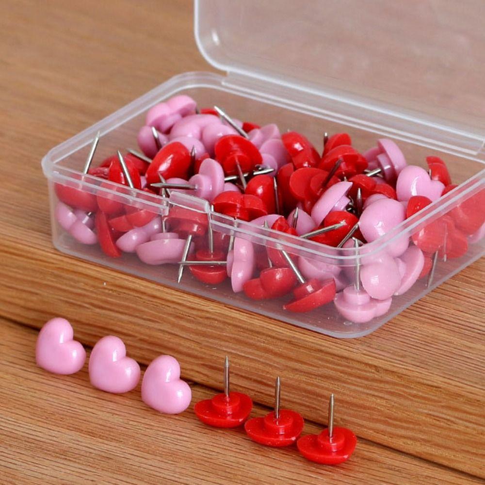 50pcs Metal Colored Push Pins Plastic Thumb Tacks Decorative Studs  School Stationery