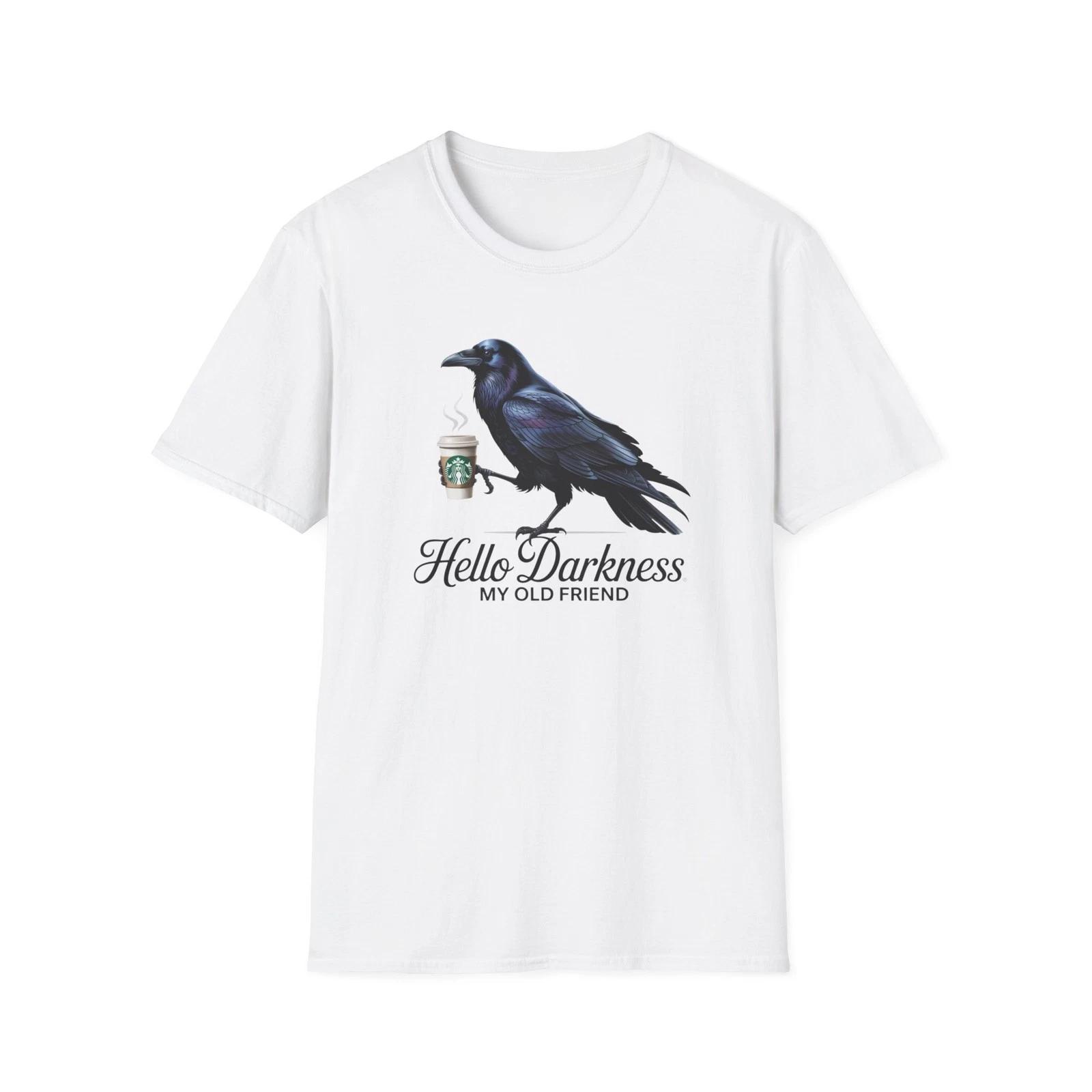 Raven Coffee Unisex T-Shirt, Bird Lover Tee, Gothic Graphic Shirt, Halloween 2XL