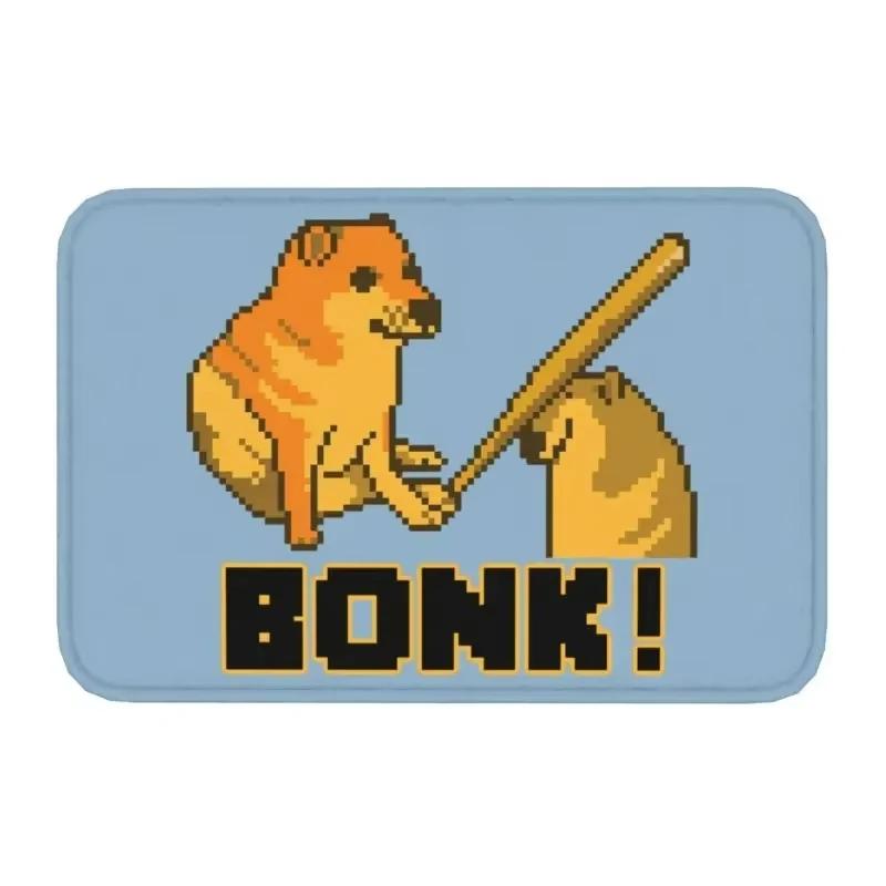 Fun Cheems Bonk Meme Pixel Art Welcome Rug Living Room Bedroom Entrance Doormat Kitchen Front Door Mat Washable Nonslip Carpet
