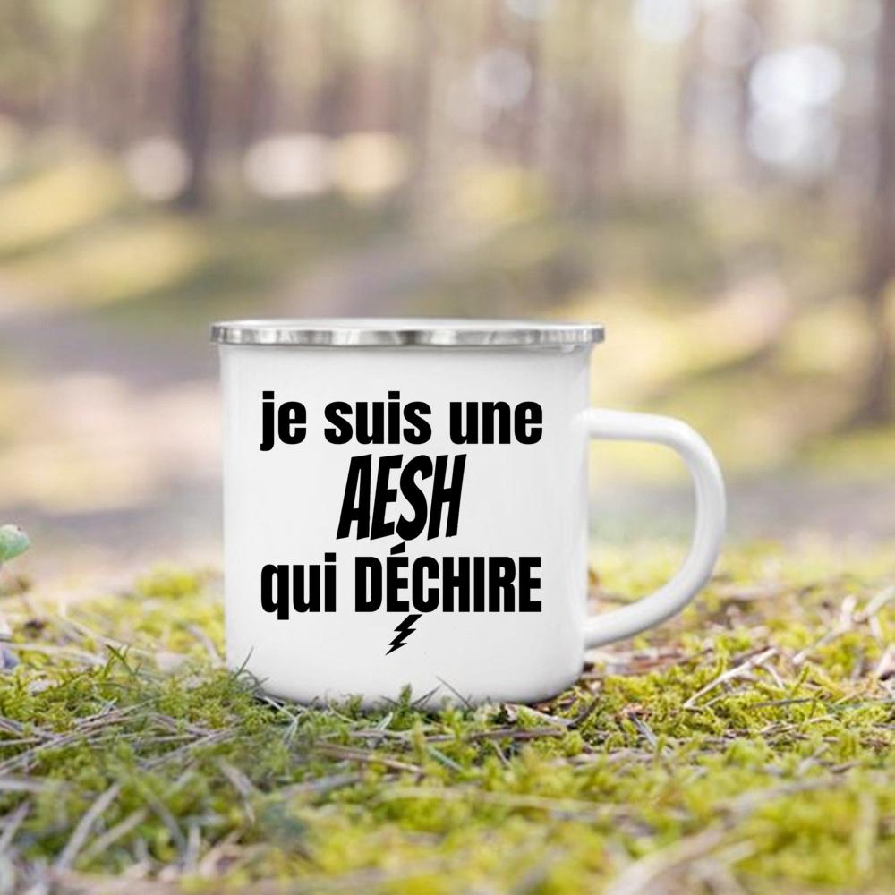 Merci Aesh Print Mugs Creative Coffee Cups Drinks Water Enamel Cup School Handle Drinkware Best Graduation Thanks Gifts for Aesh