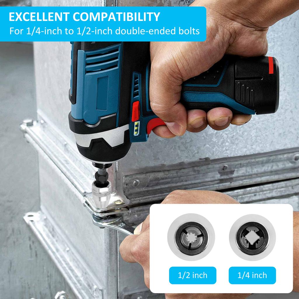 Extractor Rusted Tight Bolt 3/8in Drive Stud Extractor Steel Alloy Universal Broken Bolt Remover for 1/4in‑1/2in Rounded Studs