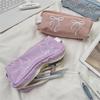 Cute Simple Bowknot Hand-Held Pencil Case Girly Pencil Bags Large Capacity Portable Student Stationery Storage Bag School Supply
