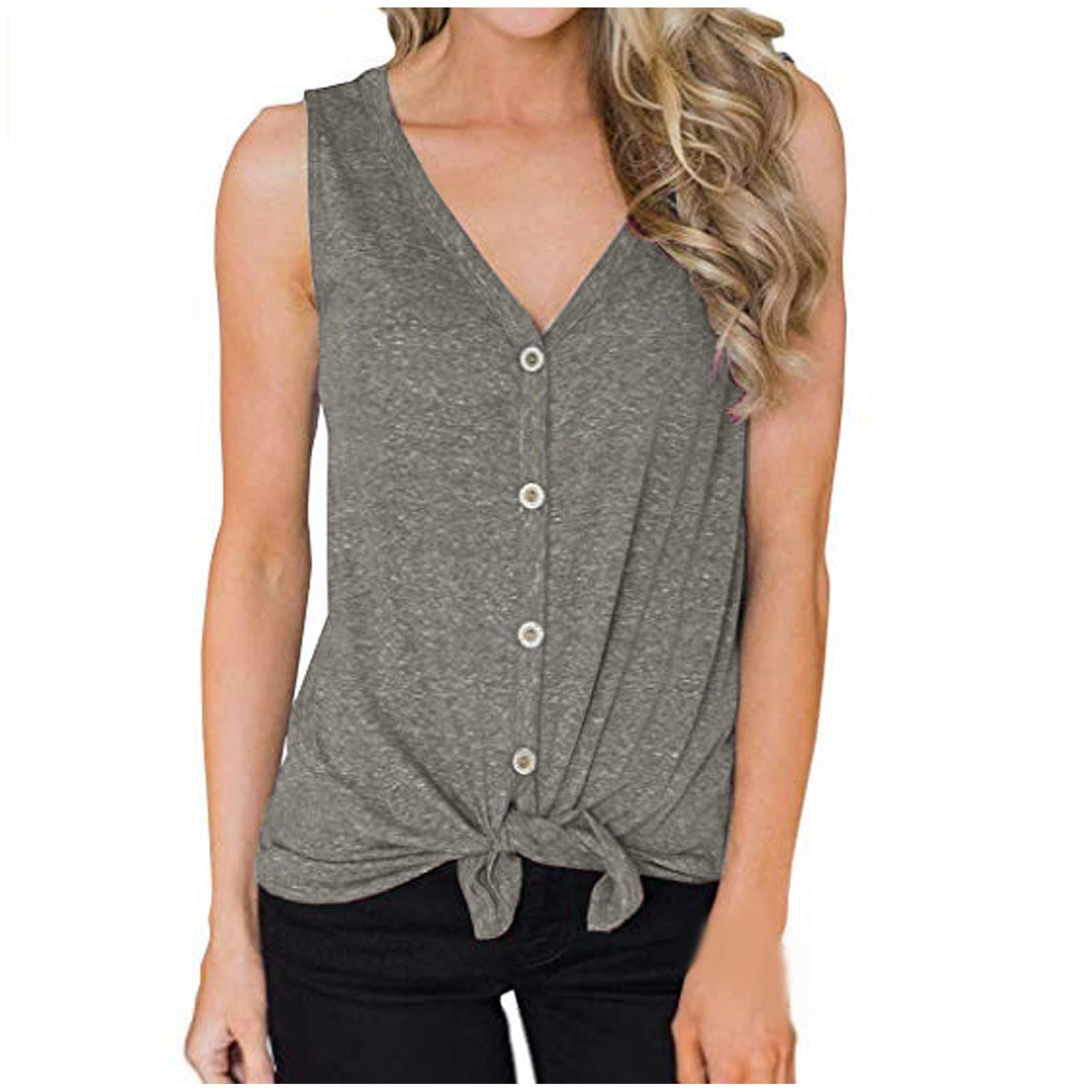 

Fashion Women s V-Collar Sexy Sleeveless Button Cardigan Self Cultivation Top XL хаки