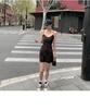 2026 Spring/Summer V-Neck Leopard Print Off-Shoulder Spaghetti Strap Mid-Length Slimming Dress