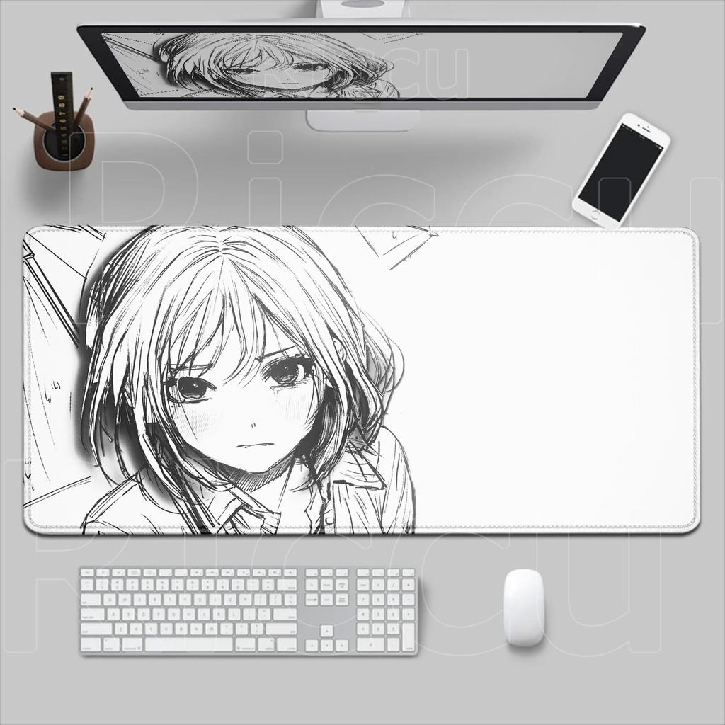 HD Printing Pretty Thread Draft Girl Laptop Mousepad PC Gaming Mouse Pad Computer Mouse Mat Non-slip Carpet Keyboard Mat Deskmat