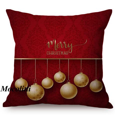 Happy Christmas Decoration Cushion Cover Cotton Linen Geometric Sofa Decorative Christmas Throw Pillow Case Cojines