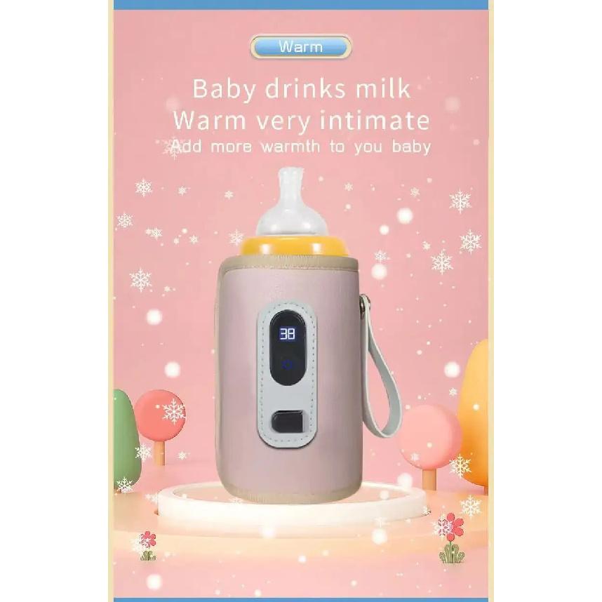 Portable Baby Bottle Insulation Sleeve, Baby Milk Insulation Device with LCD Screen, USB Insulation Bottle for Car Travel, Porta