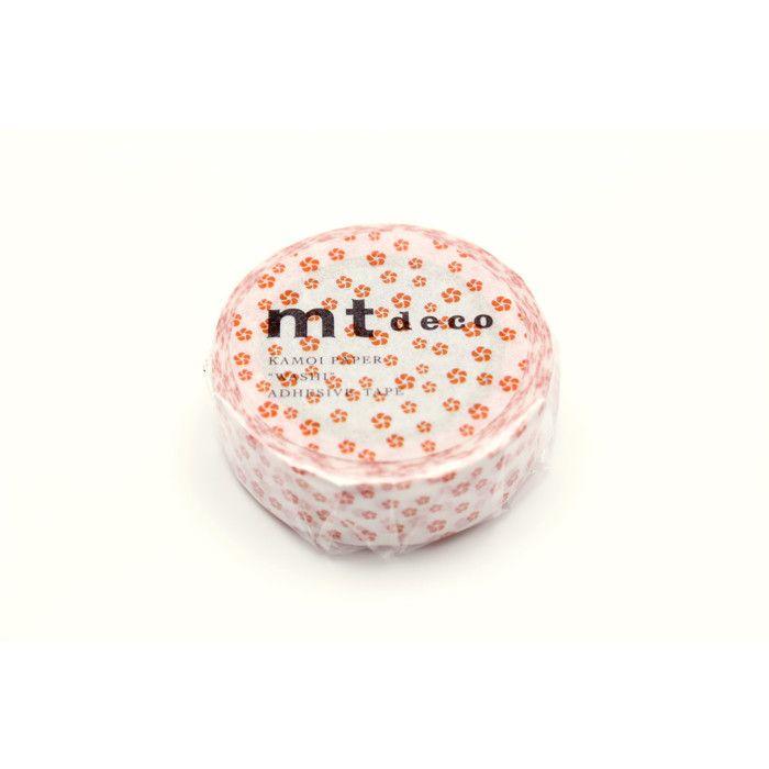 Masking Tape MT fleurs rouge fond blanc - neijiriume shu