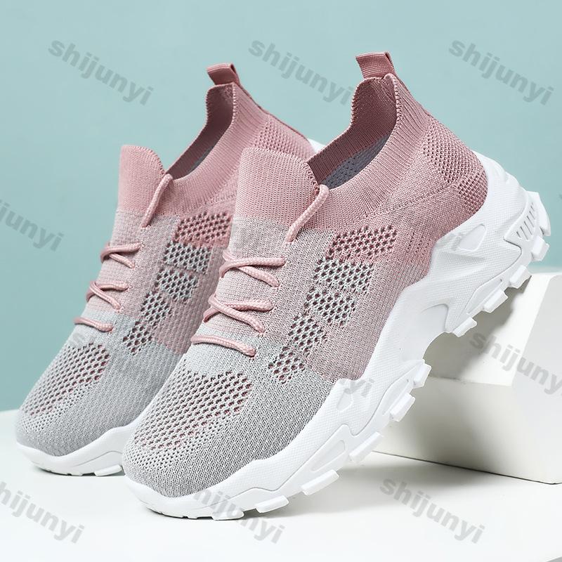 Fashion Women's Fly Weave Sneakers 2025 Breathable Mesh Height Increase Casual Shoes Fashion Lace Up Comfortable Soft Sole Sports Shoes