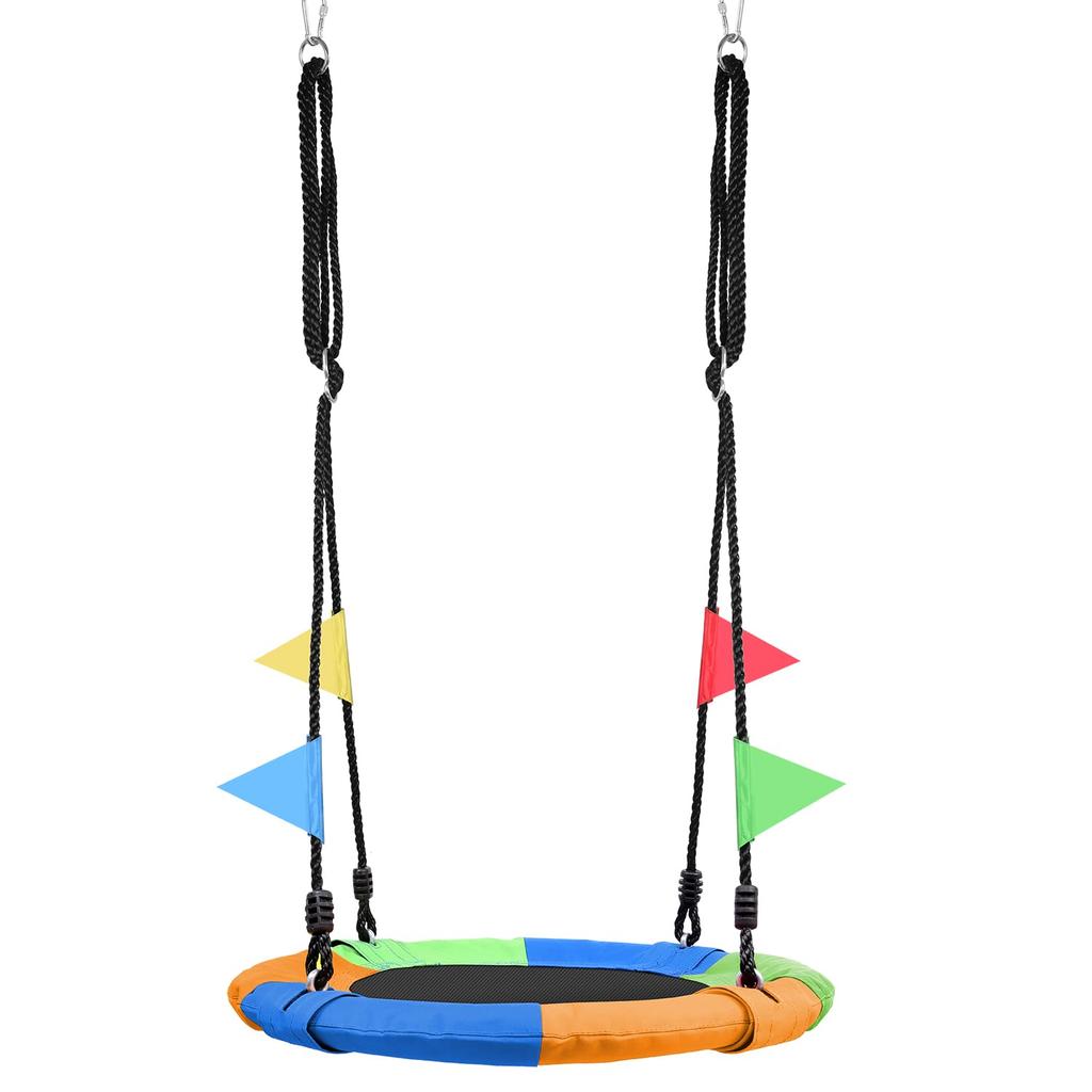 Odoland 100cm Diameter Swing 300kg Weight 900D Oxford Alloy Steel Suitable for Kids and Assembly Tools Easy Hanging Spider Tree or Home Mixed Colors