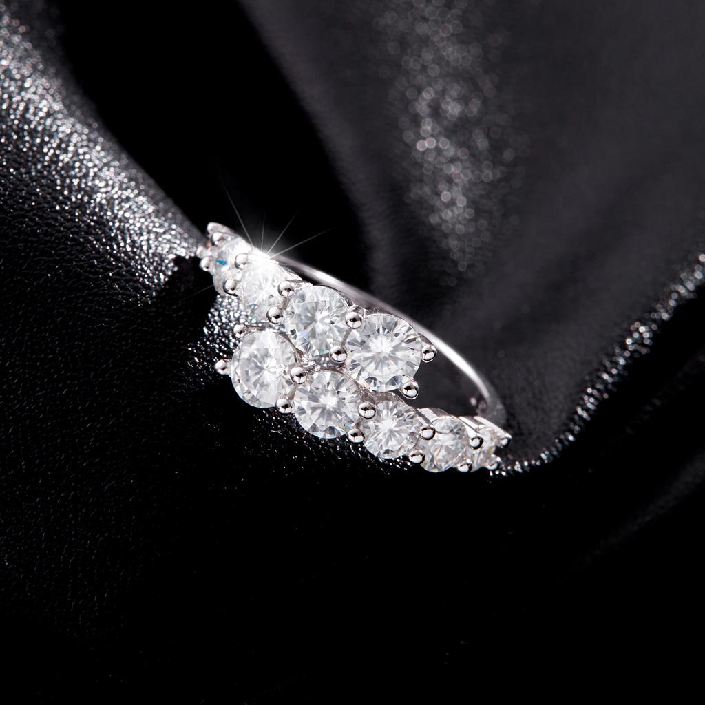 MODIAN 925 Silver Classic Luxury Round CZ Eternity Band Rings For Women Wedding Engagement Statement Jewelry Gift