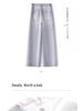 Gray High-Waisted Slimming Petite Wide-Leg Jeans for Women, Nine-Point Length, Perfect for Autumn and Spring 2025