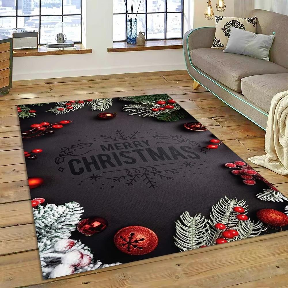 Weihnachtsteppich Rot und Weiß Schneeflockenmuster Feiertagsboden für Wohnzimmer Schlafzimmer Küche Boden Weihnachtsfeier Dekoration