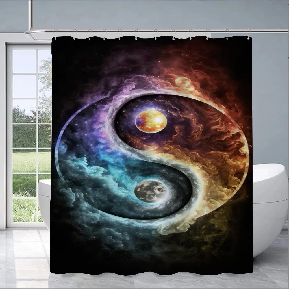 Chinese Taiji Yin Yang Eight Diagrams Shower Curtain for Bathroom Accessories Folding Partition Curtains Bath Bedrooms Quarto
