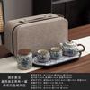 Ru kiln blue and white, one pot and two cups of kung fu tea set, small set, ceramic teapot, tea tray, one or two people drinking tea, tea maker