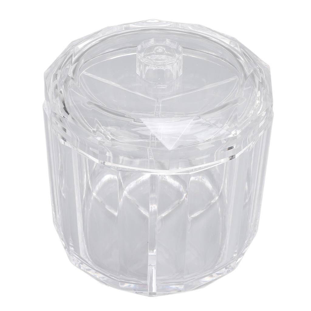 Cotton Swab Holder with Lid Clear Dust Proof Waterproof 3 Separate Compartments Cotton Balls Storage Box