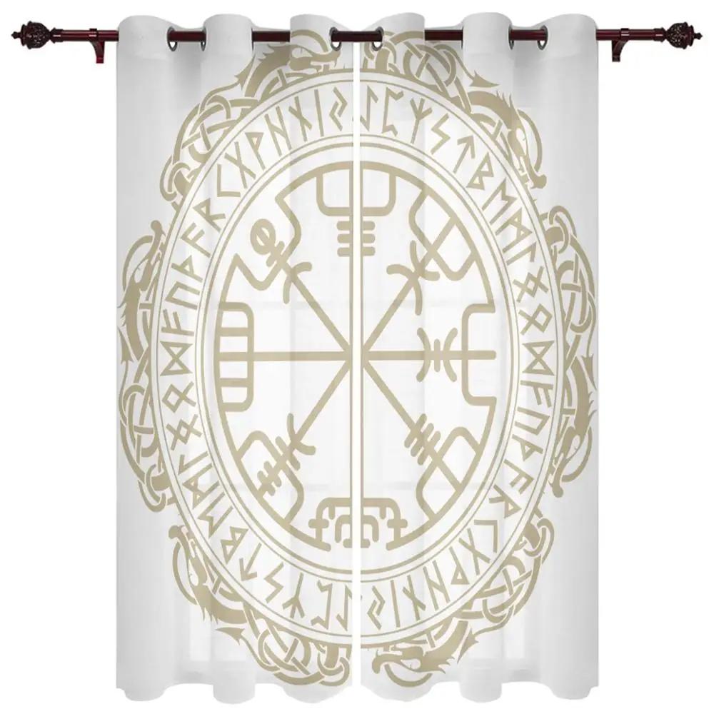 Snidade Mandala Blommor Abstrakt Mönster Cirklar Hög Skuggning Fönstergardiner Scenisk Mörkläggningsdraperi för Vardagsrum Dekorativt